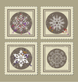 Set of retro christmas postage stamps vector image