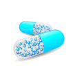 Tablet with white blue granules inside vector image