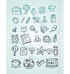 Icon set - hand drawn school doodles vector image