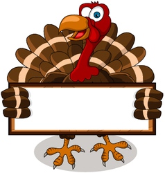 Turkey cartoon with blank board vector image