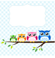 Owl family at tree spring vector image