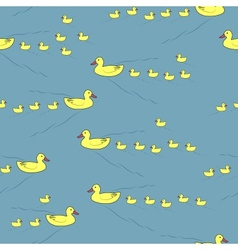 Mother ducks and ducklings seamless pattern vector image