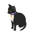 Black cat with collar icon isometric 3d style vector image