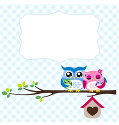 Owl family spring vector image