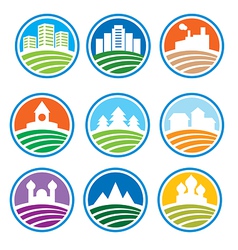 Abstract logo with landscapes - vector image