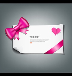 Pink ribbon and white paper design background vector image