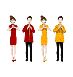 Chinese New Year People Greeting Chinese New Year People Greeting vector image