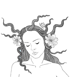 Woman with flowers in her hair vector image