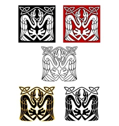 Stork birds in celtic ornament style vector image