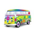 Cartoon hippie bus vector image