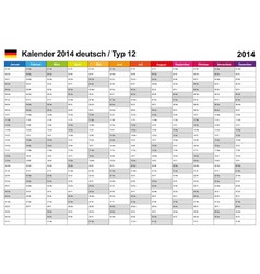 Calendar 2014 German Type 12 vector image