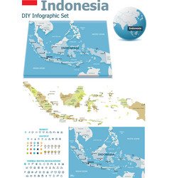 Indonesia maps with markers vector image