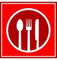 Red restaurant sign with utensil Red restaurant sign with utensil vector image