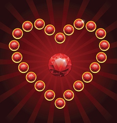 Heart shape made from red diamonds - vector image