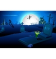Halloween night in graveyard vector image