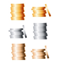 Bronze silver and gold stacks of coins vector image