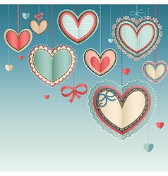 Paper hearts in the sky vector image
