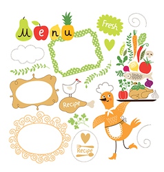 Set of cartoon food ingredient vector image