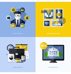 Flat design with banking symbols and icons vector image