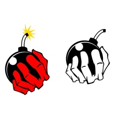 Bomb in people hand vector image