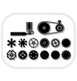 Wheels and mechanisms silouhettes inside a bycicle vector image