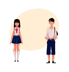 Typical teenage japanese students schoolgirl and Typical teenage japanese students schoolgirl and vector image