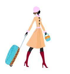 Elegant woman with luggage vector image