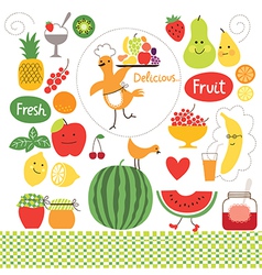 Healthy eating fruits food collect vector image
