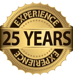 25 years experience golden label with ribbon vector image
