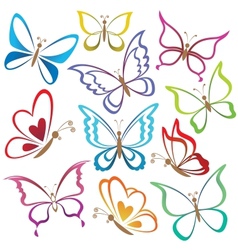 Set abstract butterflies vector image