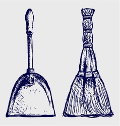 Broom and dustpan vector image