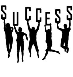 Success concept with young team silhouettes vector image