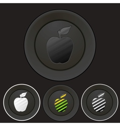 Black buttons set with apple silhouette vector image