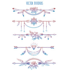 Bohemian dividers with arrows and flowers vector image