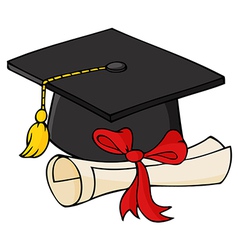 Graduate Black Cap With Diploma vector image