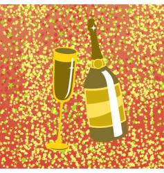 Wine bottle and glass vector image