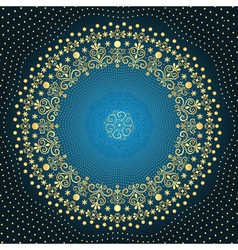 Christmas gold and blue frame vector image
