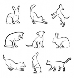 Dog cat rabbit animal drawin vector image