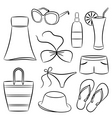 A set of beach accessories vector image