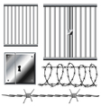 Jail grid with barbed wire set vector image