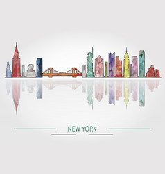 New york skyline detailed silhouette New york skyline detailed silhouette vector image