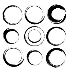 Set of grunge circle brush strokes Set 4 vector image