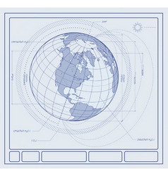 Blueprint earth vector image