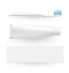 Tube of toothpaste and toothbrush icons dental Vector Image