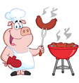 Happy Pig Chef Cook At Barbecue vector image