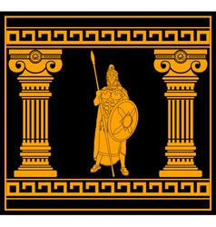 Fantasy warrior with with columns second variant vector image