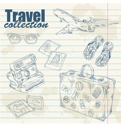 Travel objects on notebook paper vector image
