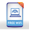 Label with laptop and wifi sign - vector image
