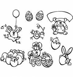 Easter chickens and rabbits vector image