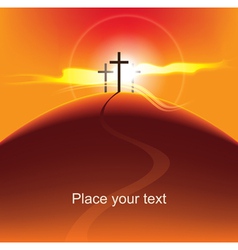 Crosses at sunset vector image